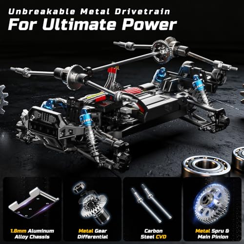 DEERC 8618 1/16 Fast Brushless RC Cars for Adults, Max 56mph, 2 3S Lipo Batteries Electric Off-Road Waterproof RC Truck,4X4 High Speed Remote Control Car, All Terrain RC Truggy for Boys