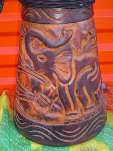 GORGEOUS! 24" X 14" Djembe Deep Carved Hand Drum Bongo ELEPHANT - Model # 60m18