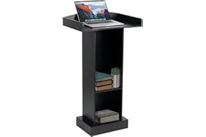 Gamneylife Wooden Podium Stand for Lectern Presentation Church Classroom, Podium for Lecture with Heavy Base Black Pulpit Lecture Teacher Conference Wedding Speech