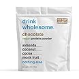 drink wholesome Vegan Chocolate Almond Protein Powder | for Sensitive Stomachs | Gut Friendly | Dairy Free | No Artificial Sweeteners or Stevia | Low Sodium, Paleo & Plant Based | for Kids & Seniors