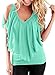 AlvaQ Womens Summer Sexy Short Sleeve Loose V Neck Top Blouses Plus Size,Light Green,(US12-14)Large
