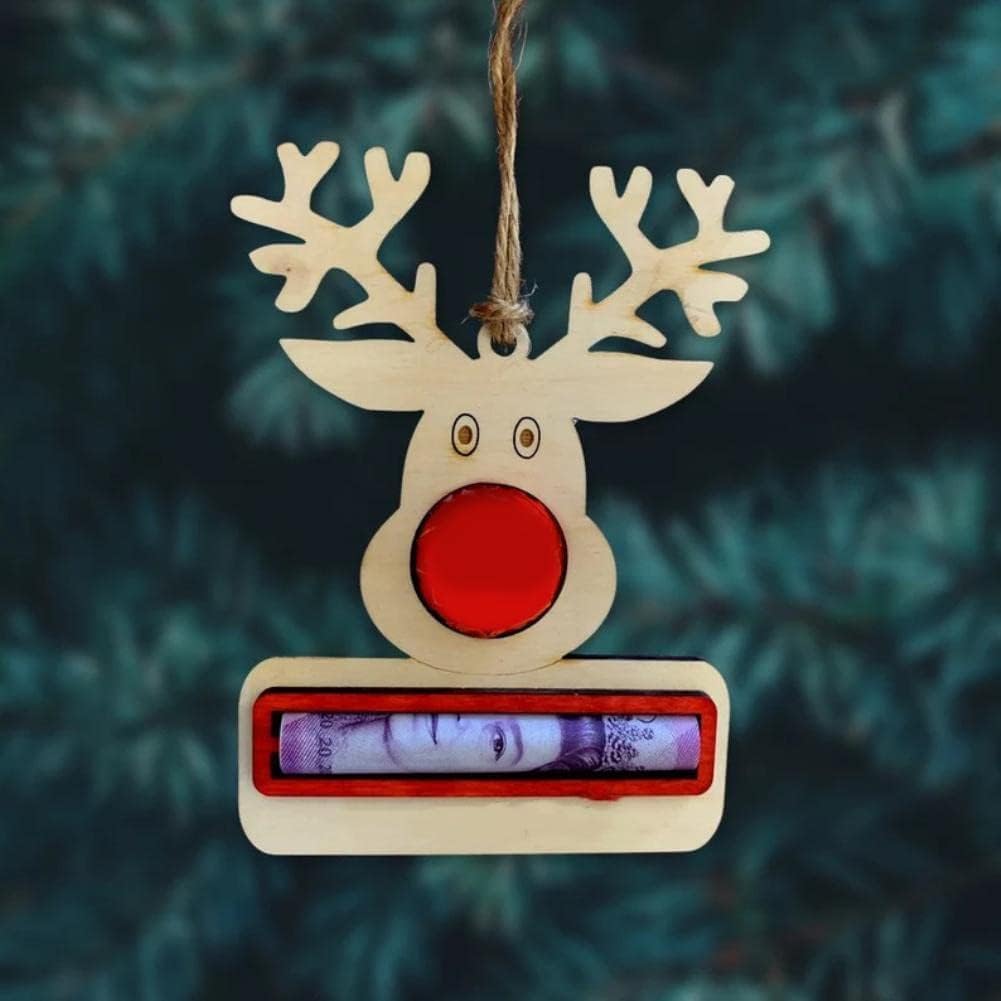 Tree Stands - Christmas Unique Money Holder for Cash Gift,Wooden Money Cash Holder Chocolate Storage Reindeer Christmas Tree Hanging Ornaments with Lanyard, Novelty Xmas Tree Pendant Christmas Decoration