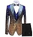 Vincent Bridal Men's Suits 3 Pieces Slim Fit Shiny Gradually Changing Color Mens Suit One Button Groom Tuxedo(44 Regular,Royal Blue-Gold)