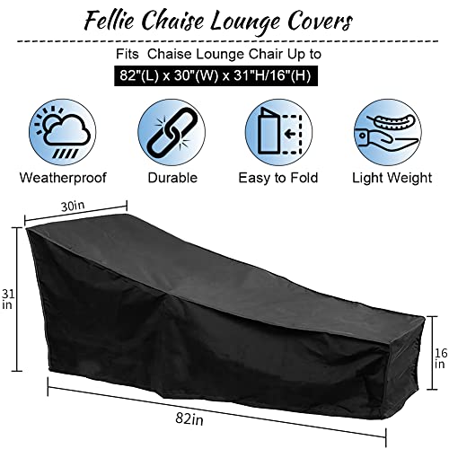 F Fellie Cover Chaise Lounge Cover, 82" Lounge Chair Covers Waterproof
