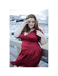 GMHO - Vestido de cóctel para mujer, talla grande, de encaje, estilo retro