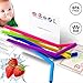 Silicone Straws, Stainless Steel Straws with Cleaning Brushes Complete Bundle- Reusable Extra Long Curved Straws for 30 OZ Yeti/Rtic Tumblers Set of 8