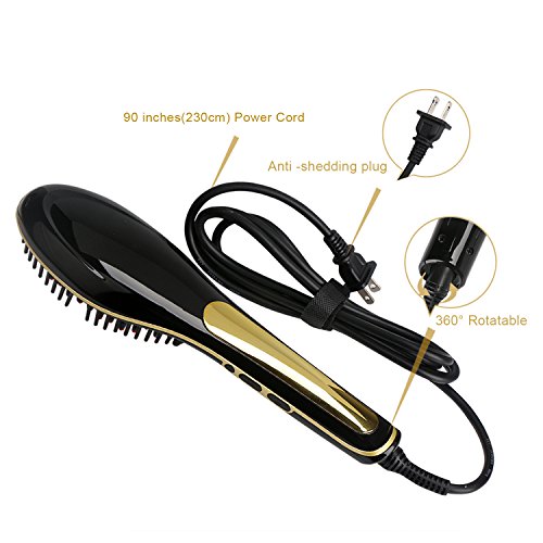 DROK Black Hair Straightener, Detangler Brush Electric Comb, Hair