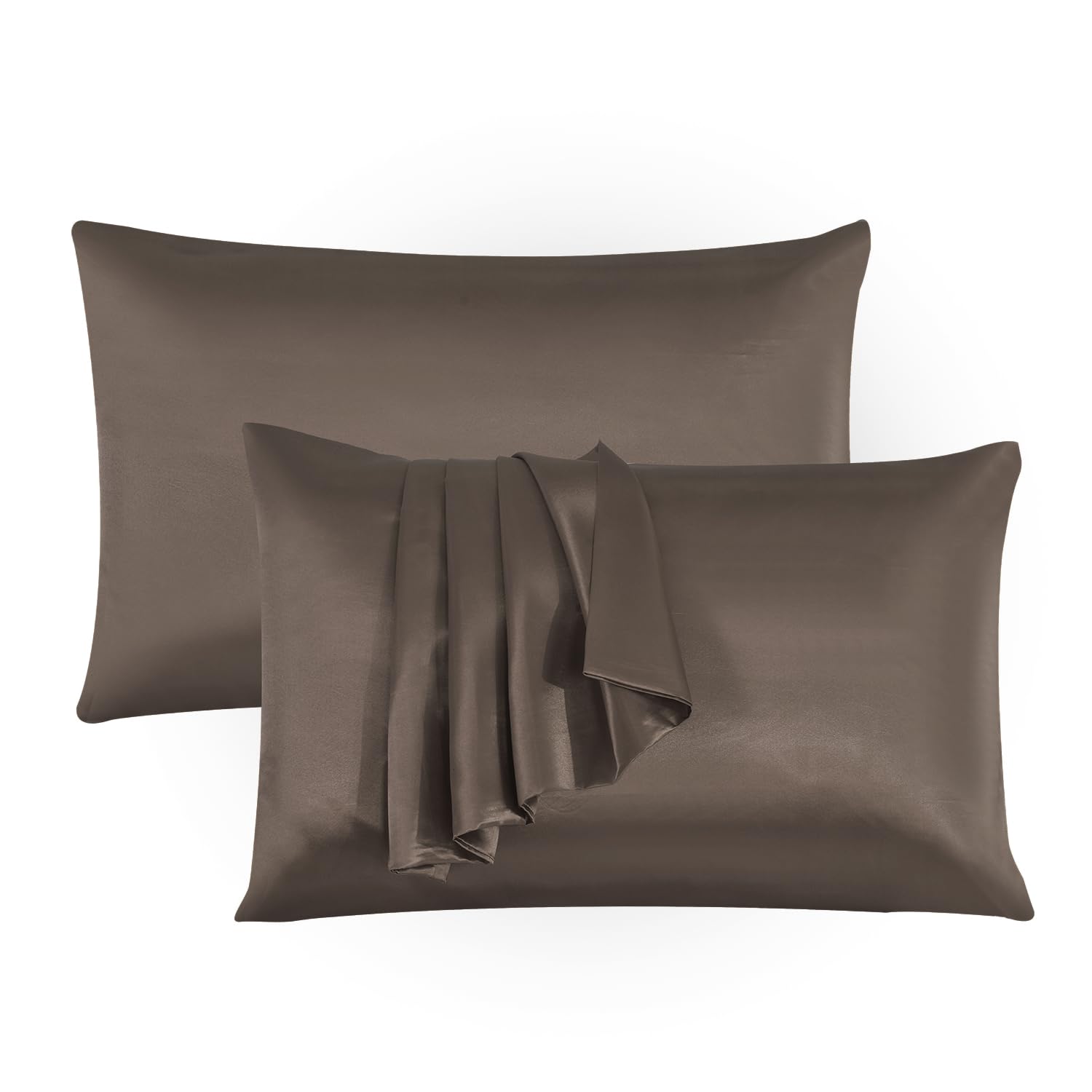 ROOEE Satin Silk Pillowcases for Hair and Skin 2 Pack Standard Size 50x75cm Envelope Closure Pillow Case (MINK)