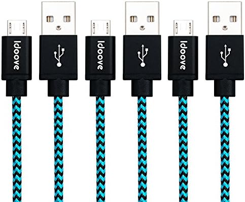 Idoove 3 Pack 3.3ft Nylon Braided Micro USB Cable for Samsung Galaxy/Note/HTC/Nexus/Nokia Lumia/LG (Blue)