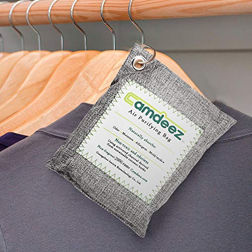4 Pack Camdeez Natural Air Purifying Bags, Gym Bag & Shoe Deodorizer, Activated Bamboo Charcoal Purifying Bag, Air Freshener, Odor Eliminator, Odor Absorber for Car Pet Litter Fridge Closet 200g x 4 P - Thumbnail 3