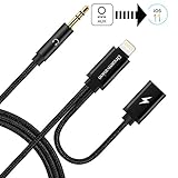 iPhone 8 X Charger and Headphone Adapter, Dreamvasion 2 in 1 Lightning to 3.5mm Audio Aux Splitter and Lightning Female Extend Charging Cable for iPhone X / 8/7 to Car Stereo and More, Support iOS 11