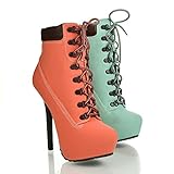 Tyrant Melon Military Lace Up Ankle Bootie Stiletto High Heel Dollhouse shoes-10