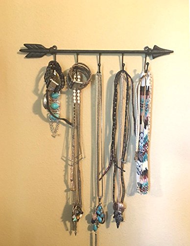 WeeZ Industries - Metal Arrow Wall Hook Leash Holder Key Rack Jewelry Necklace Organizer 17" L x 1.5" D x 3.25" H (2)