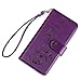 WaterFox iPhone Xs Max Wallet Leather Case with 2 in 1 Detachable Cover, Women's RFID Blocking Case with 4 Card Slots & Wrist Strap Case - Purple