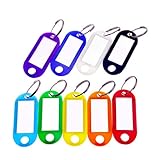 ILIKE 45 Pack Tough Plastic Key Tags Luggage ID Labels Keyring Keychain with Split Ring and White Label Window Assorted Colors
