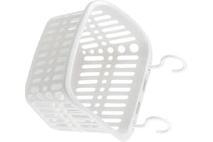 Bewinner Hanging Laundry Basket Durable Plastic Draining Holes Bathroom Kitchen Organizer Simple Hanging Shower Caddy (White)