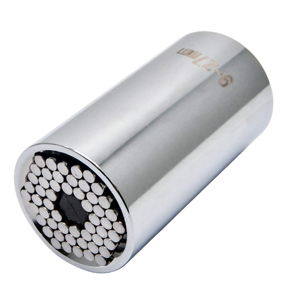 Fiksu 1/2'' Socket Wrench, Universal Ratchet Sleeve 9-27mm, Single Head, CR-MO, Chrome Plated, Mechanical, Chrome Plating Finish, Millimeters, Metric, 1-Pack