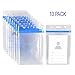KEYLION 10 Pack Heavy Duty Vertical ID Card Badge Holder with Blue Resealable Zip, Waterproof Type, Extra Thick Clear PVC,