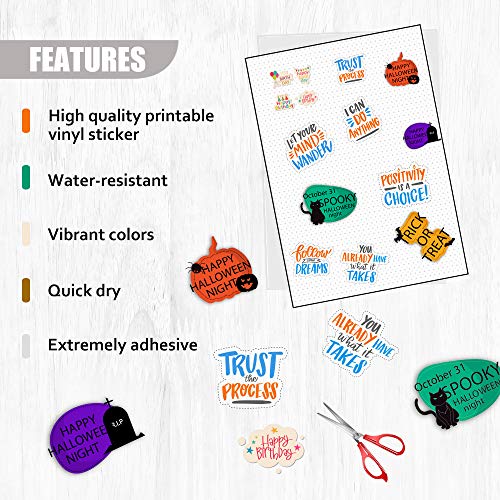 Uinkit Glossy Sticker Paper for Inkjet Printer Printable Vinyl White