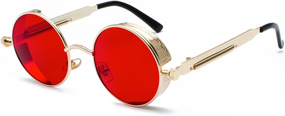 SteamPunk Sunglasses,Retro Style Round metal frame Eyewear For Men Women