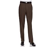 RGM Mens Dress Pants Flat Front - Machine Washable Casual Pants for Everyday Comfort - Versatile Mens Dress Slacks for Office, Travel, Events & Everyday Wear Brown 28W x 32L