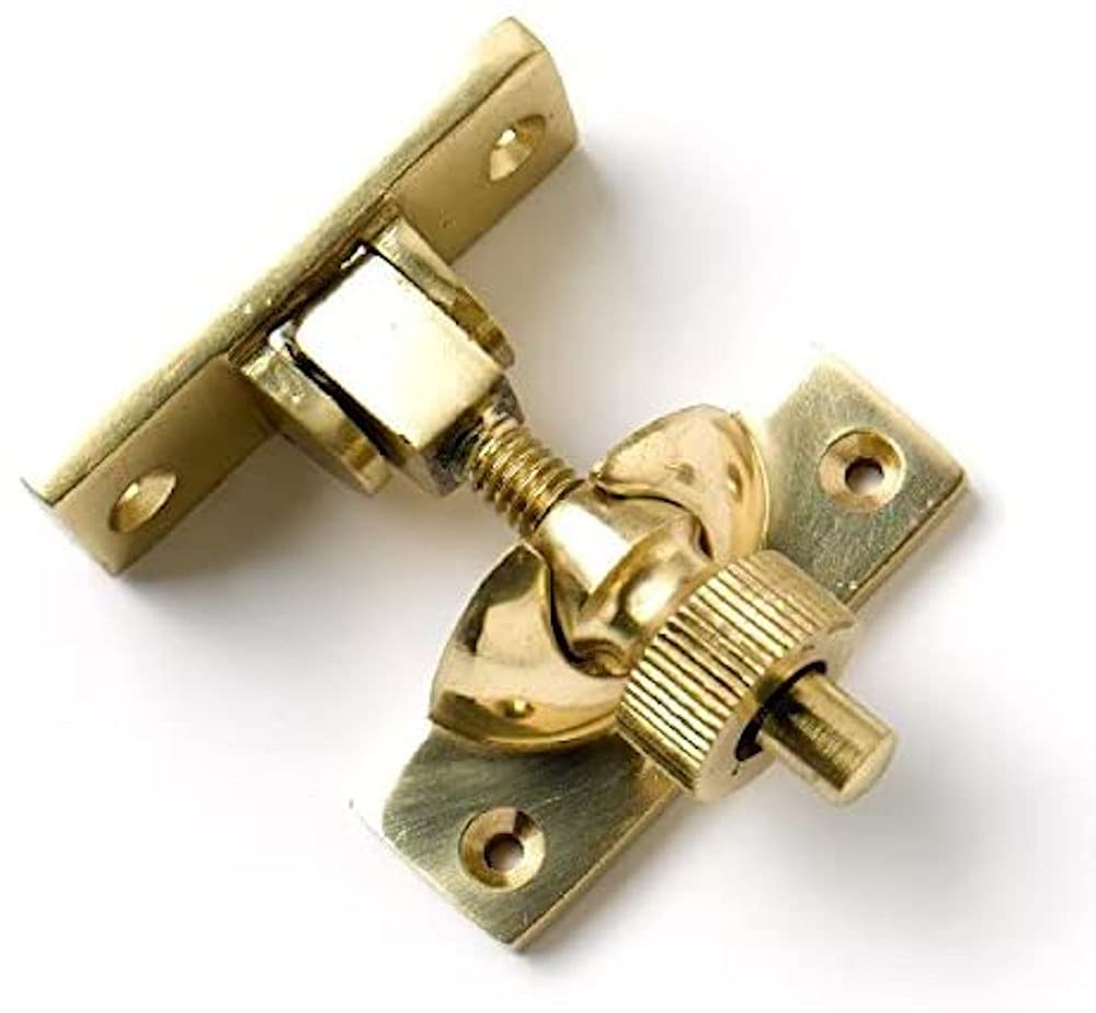 Merriway BH05731 Brighton Style Screw Down Sash Window Fastener Lock, Polished Brass