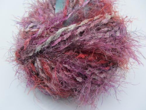 Firenze By Knitting Fever Long Eyelash, Chenille Ribbon Yarn Color 116 Magentas