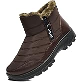 Hanani Mens Winter Snow Boots Fur Lined Warm Ankle Boots Zipper Closure Waterproof Outdoor Boots Men's Lightweight Comfortable Shoes