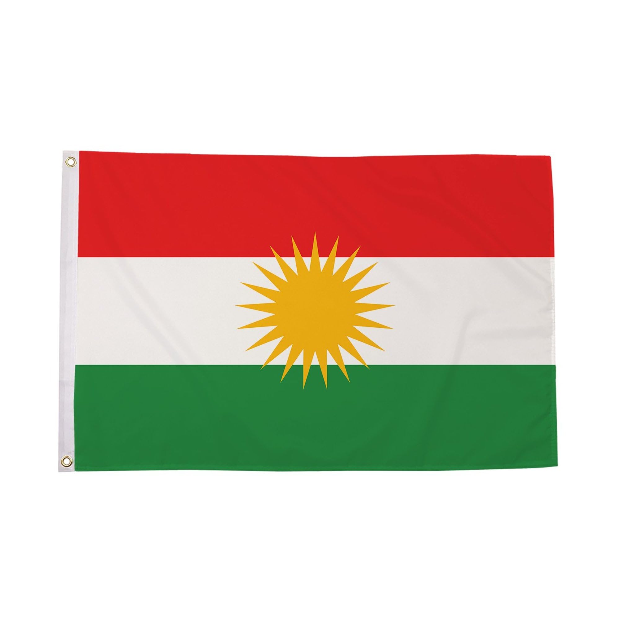 Flagtex Kurdistan Flag 3ft x 2ft Kurdish Territory Flag Red White Green Stripes Yellow Sun Premium Polyester Brass Grommets Double Stitched 90cm x 60cm Indoor Outdoor Banner Decoration