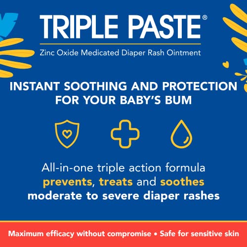 Triple Paste 3X Max Diaper Rash Ointment, Maximum Strength Zinc Oxide