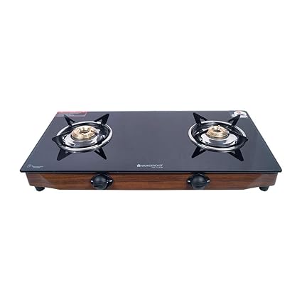 Wonderchef Eco Star Glass 2 Burner Gas Stove, Black