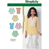 Simplicity S1461 Women's Tunic Sewing Pattern, Six Tops with Neckline &amp; Sleeve Variations, Sizes 10-18
