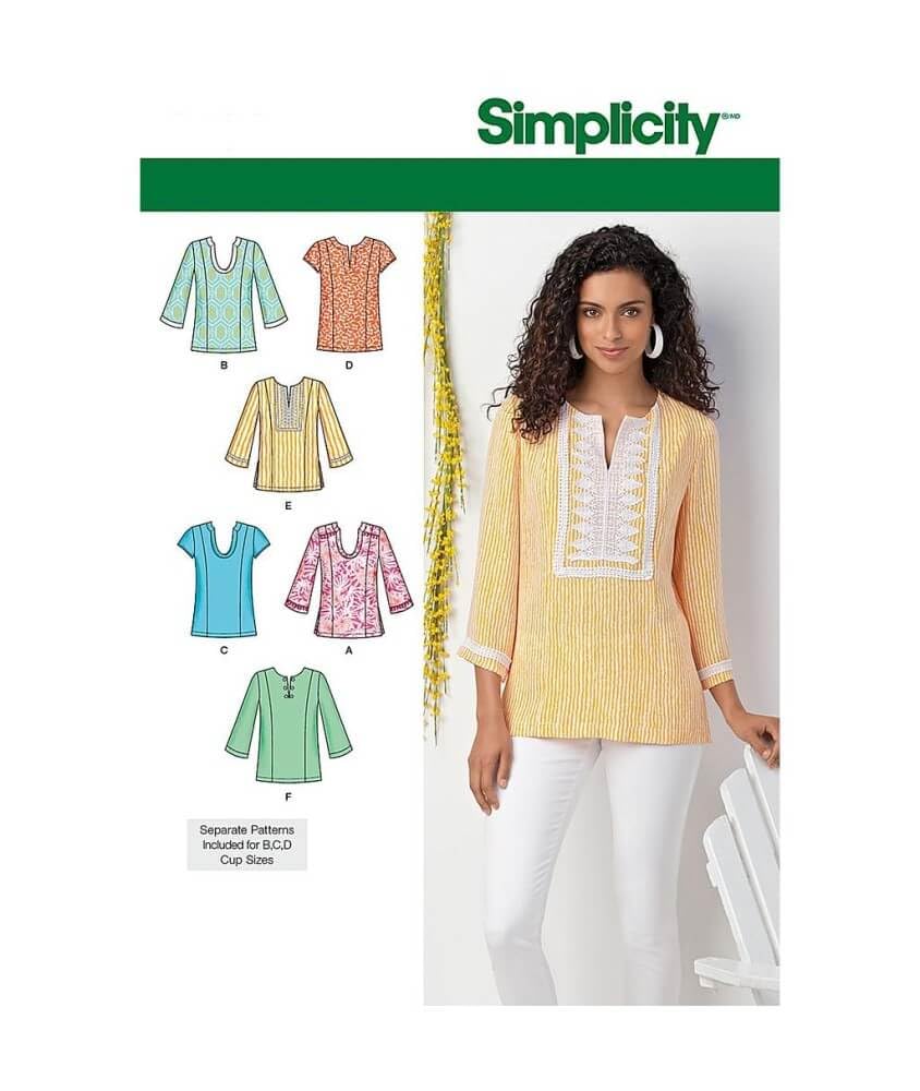 Simplicity Sewing Pattern 1461: Misses' and Plus Tunic with Neckline and Sleeve Variations, Size, Paper, White, AA (10-12-14-16-18)