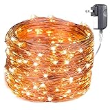 300 LED Fairy Lights 100 Ft Firefly String Lights Waterproof Starry Lights on Copper Wire Perfect for Christmas Party DIY Wedding Bedroom Indoor Party Decorations Warm White