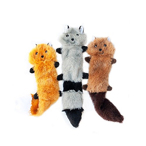 ZippyPaws Skinny Peltz Fox, Raccoon, & Squirrel No Stuffing Squeaky