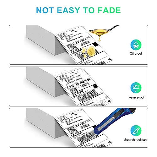 4x6 Thermal Shipping Labels - (1 Stack of 250) Blank Mailing tag Permanent Adhesive Fanfold Labels Compatible for Rollo Zebra Fargo Elton Munbyn Netum Nex Sato or Other Direct Thermal Printer