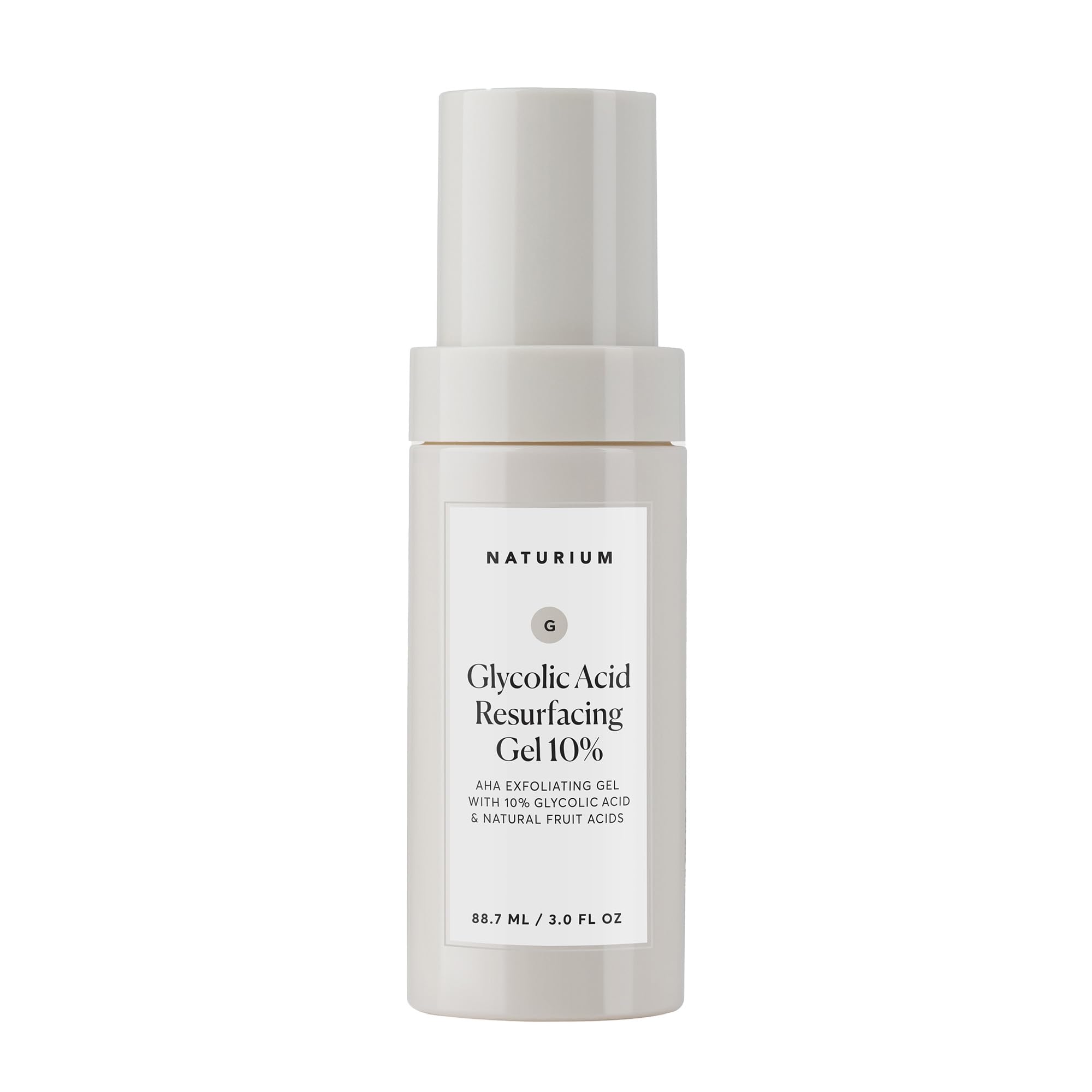 Naturium Glycolic Acid Resurfacing Gel 10%, AHA Exfoliating Gel with Natural Fruit Acids | 3.0 FL OZ / 88.7 ML