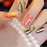 ULAKY Golden Metal Flower Nail Art Stickers Decals Nail Art Tips Decorations