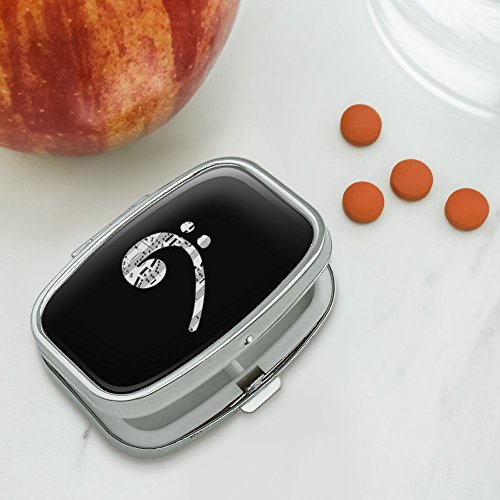 Sheet Music Bass Clef Music Rectangle Pill Case Trinket Gift Box