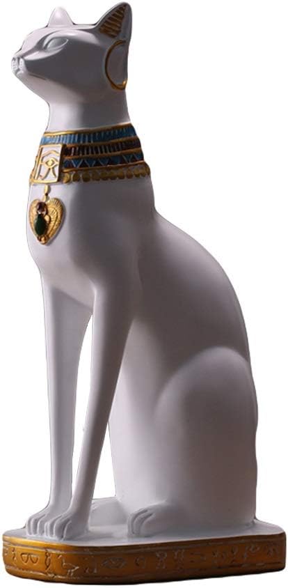 Decoration Lucky Cat Egyptian Cat God TV Cabinet Set Table Decoration Black And White Cat Living Room Wine Cabinet Bogu Shelf Decoration Ornaments UOMUN (color : White)