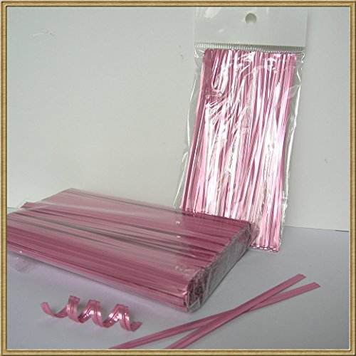 100pcs 4" LIGHT PINK metallic twist ties foil twist ties for cello bags treat bags in birthday party wedding party