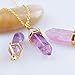 MIKINI 9pcs Silver Plated Wire Wrap Hexagon Pointed Cut Gemstone Healing Energy Natural Crystal Pendant Necklaces Pack, 18 Inches (10pcs (Gold Cap))