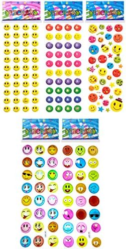 6 Sheets Puffy Dimensional Scrapbooking Party Favor Stickers + 18 FREE Scratch and Sniff Stickers - HAPPY FACES