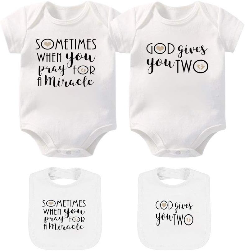 YSCULBUTOL Twin Bodysuit 2 Pack Baby Girls & Boys Perfect Fun Shower Gift Newborn Twins Outfit