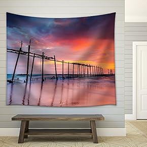 The Old Wooden Bridge - Fabric Wall Tapestry Home Decor - 51x60 inches