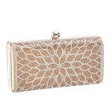 Womens Evening Clutch Bag Wedding Purse Bridal Prom Handbag Party Bag Elegance Rhinestone Gold