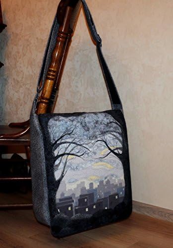 Morning city/ Art quilt / Patchwork Handmade Bag with Applique