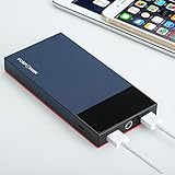FosPower PowerVue 8000mAh Dual USB [1A & 2.4A Outputs] External Portable Battery Charger Pack Power Bank for Smartphone & Tablets (Navy Blue / Red)