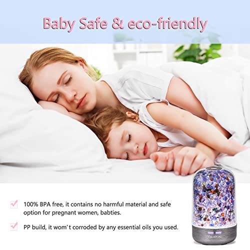 ZqLotXiao Essential Oil Diffusers - Blue Healing Crystal Aromatherapy Diffuser & Cool Mist Humidifier & 7 Colors LED Light ,120ml Ultrasonic Aroma Diffusers for Home Bedroom Small Room