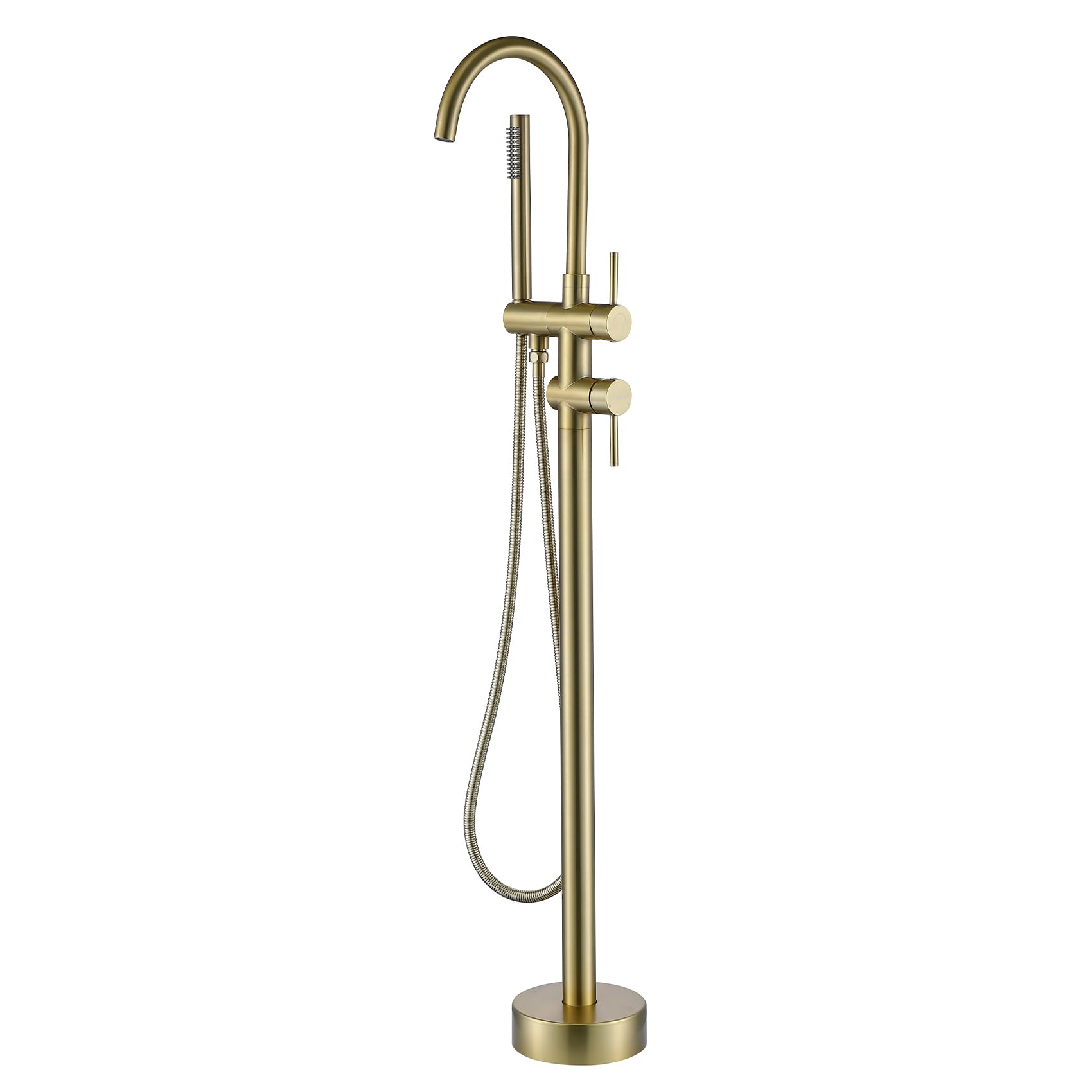 Photo 1 of ***FINAL SALE/NO RETURN, VIEW NOTES*** Taplong Brushed Gold Free Standing Tub Faucet Freestanding Bathtub Faucet with Handheld Sprayer, Floor Mount Tub Filler, Shower Tub Faucet Set Complete, Bathtub Faucet with Shower-51005BG